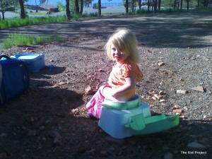 little girl potty training outside
