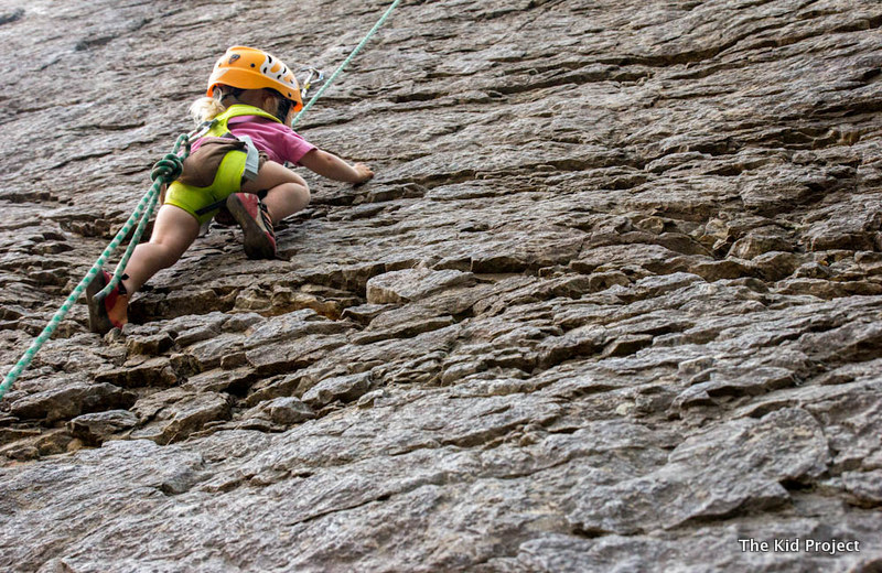 2-year-old rock climbing