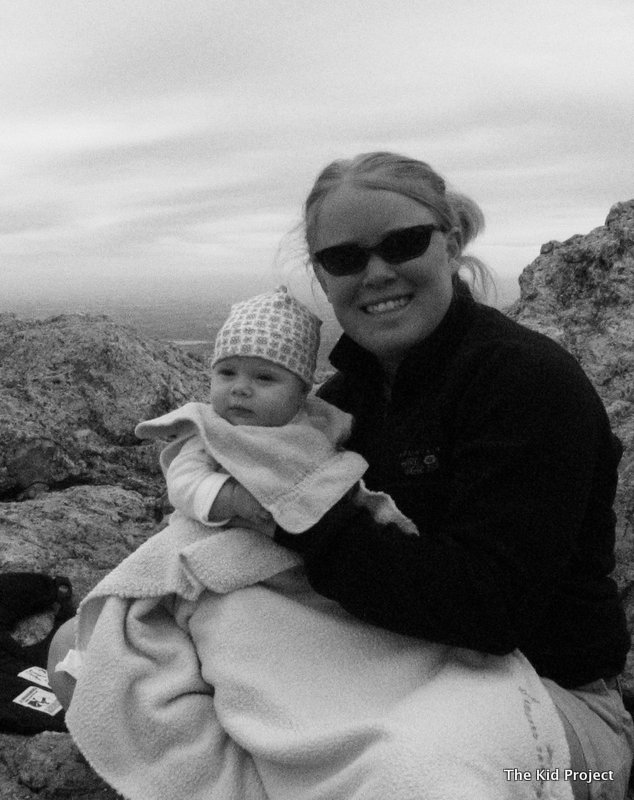 baby hiking, nursing