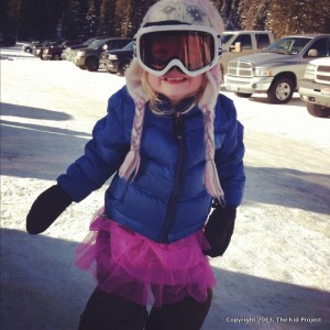 skiing in a tutu