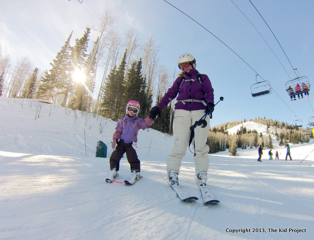 Skiing the meadows with our beginner skier