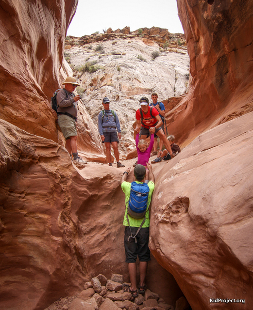 We hiked up Little Wild Horse Canyon and descended down Bell Canyon, playing some more "pass the kids".