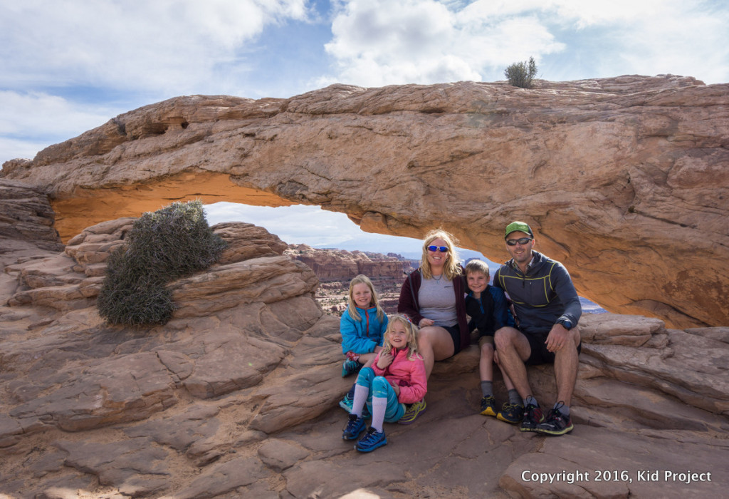 family photo at Mesa Arch, Utah