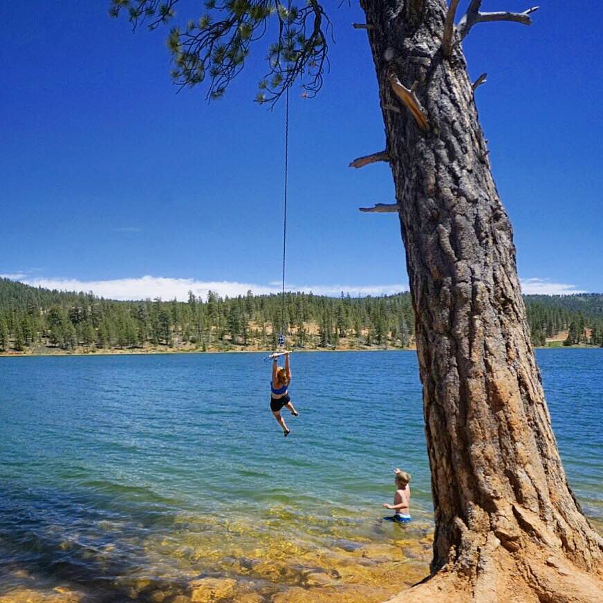 rope swing on Tropic Reservoir, UT