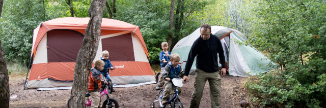 family camping, biking