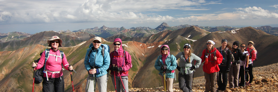 Women hiking up to Redcloud in Colorado