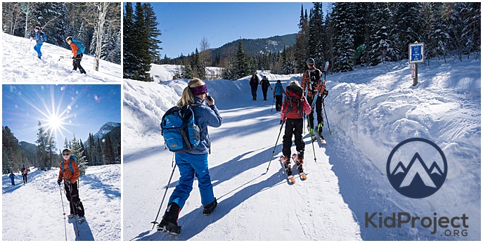 backcountry skiing and skinning with kids