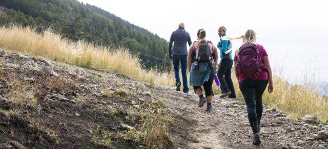 Women hiking; parenting goals; perseverance