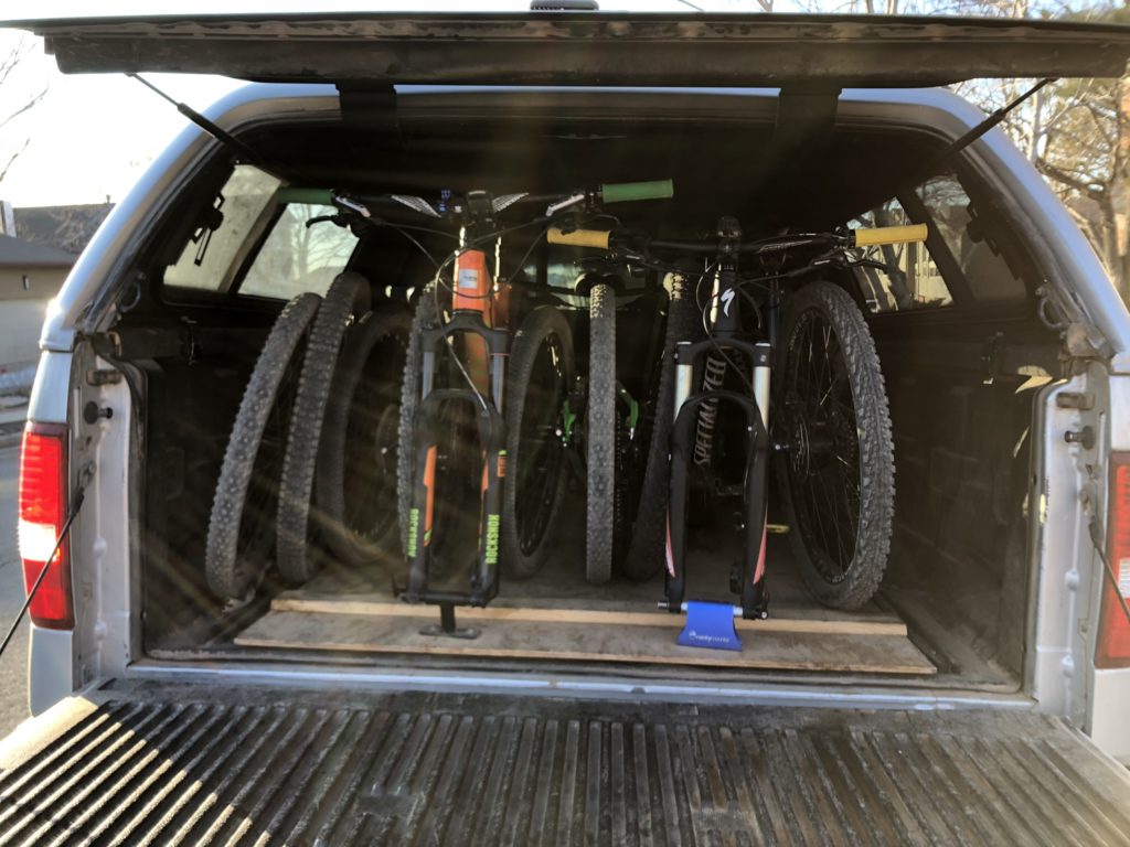 Bike rack for bed of truck