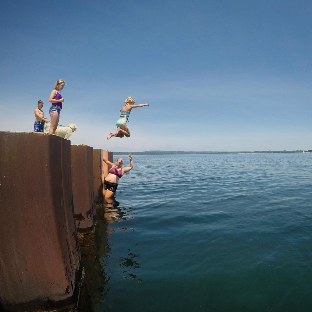 jumping in the lake, Petosky, MI
